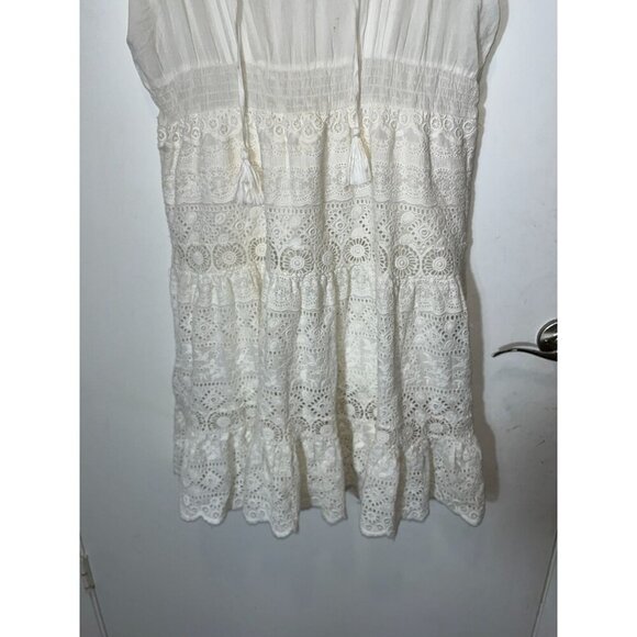 Buffalo White Boho Lace Ruffle Ruffled Sleeves Women's Dress Size XL - Picture 4 of 9